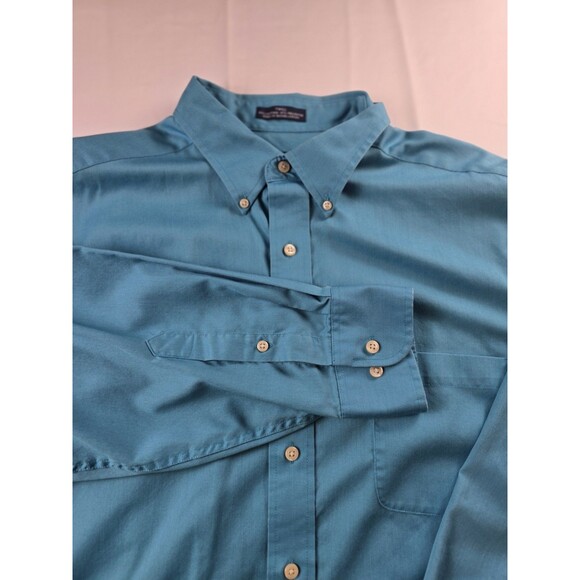 Izod Men's Large 17 34/35 Teal Regular Fit Long‎ Sleeve Button Up Shirt - Picture 1 of 9